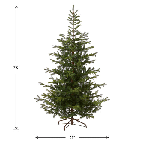 National Tree Company tree next to ceiling showing 7.5ft scale for room planning and placement