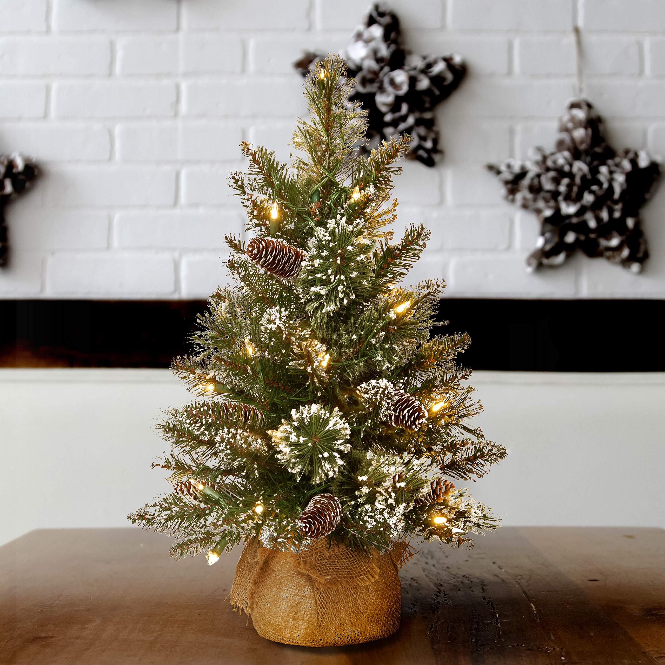 National Tree Company tabletop display in living room showing space-saving benefit