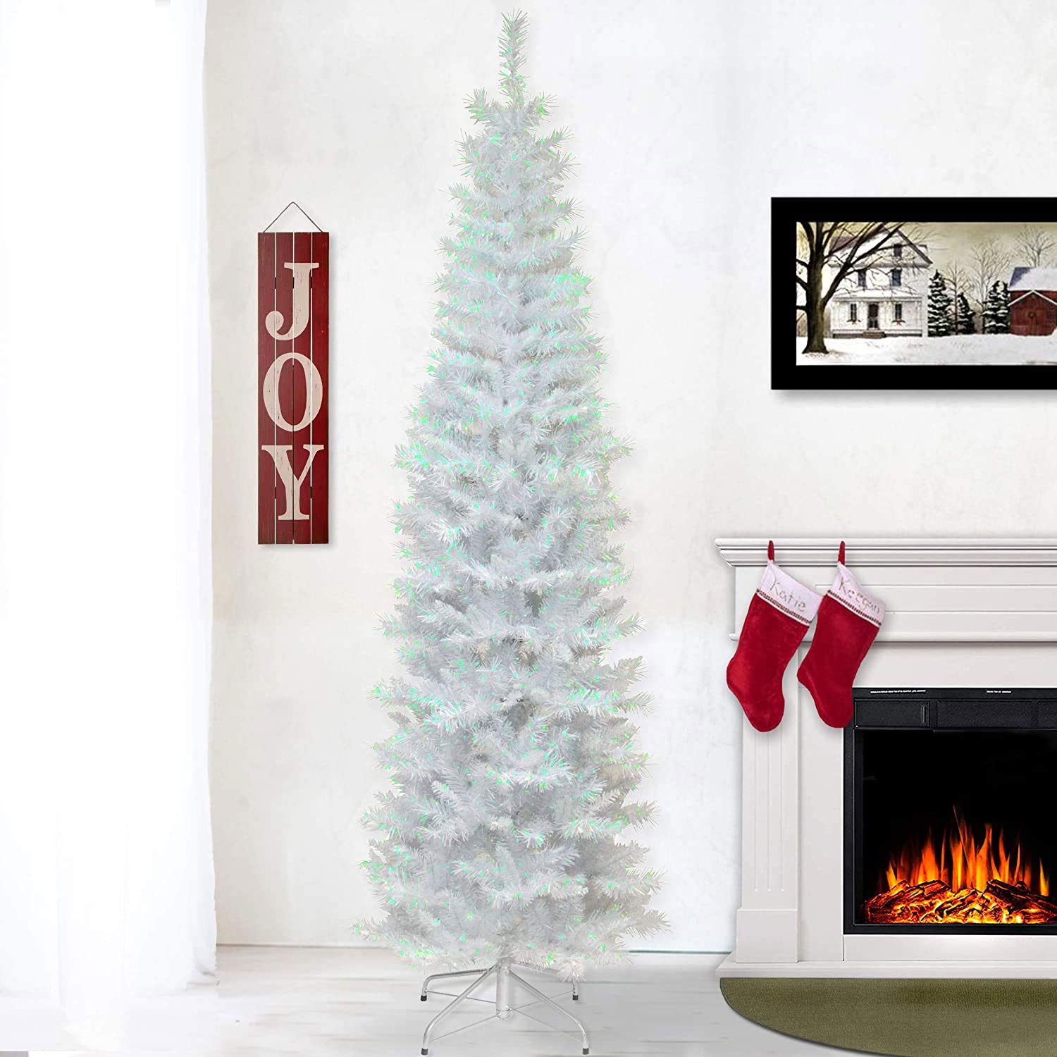 National Tree Company close-up of iridescent branch tips highlighting realistic texture and ornament space