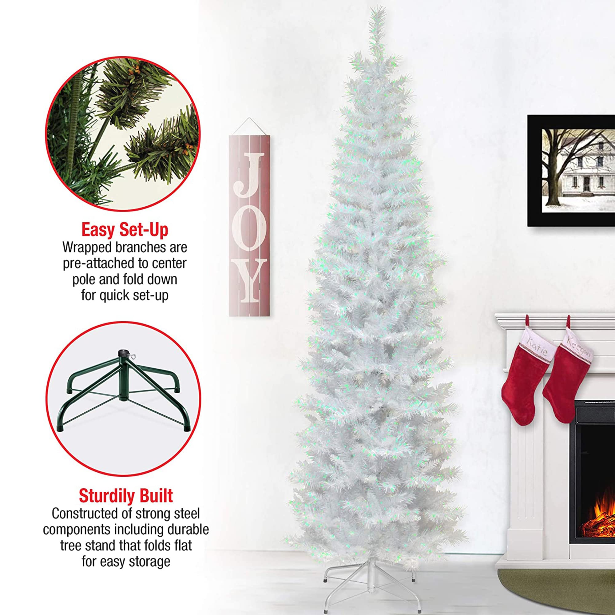 National Tree Company hands shaping branches to fluff tree showing easy setup and professional finish