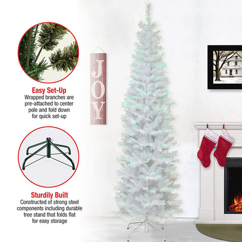 National Tree Company hands shaping branches to fluff tree showing easy setup and professional finish