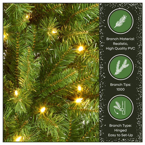National Tree Company Winchester Pine decorated in living room showing festive centerpiece benefit