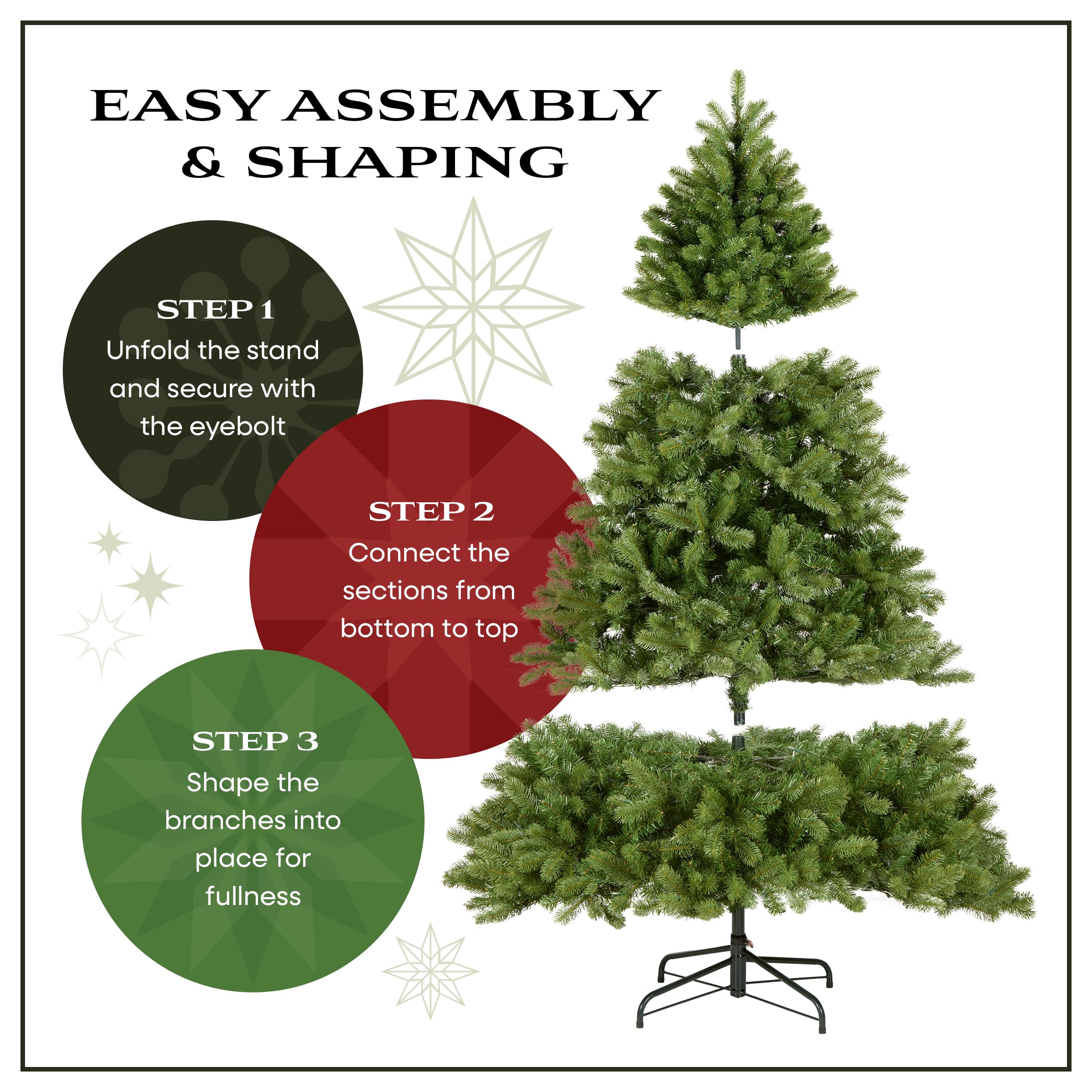 National Tree Company Winchester Pine beside chair demonstrating scale and compact footprint benefit