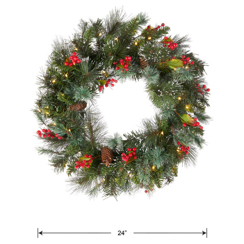 National Tree Company wreath hanging on a front door adding festive curb appeal
