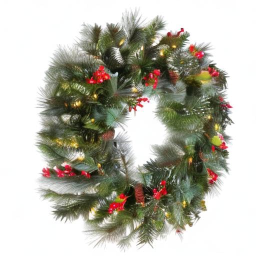 National Tree Company wreath beside ruler showing 24-inch scale for sizing reference