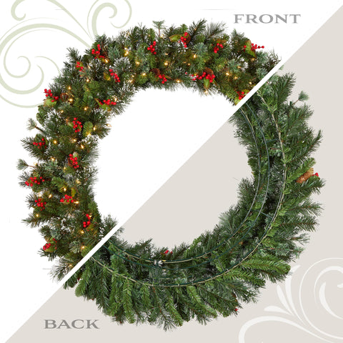 National Tree Company wreath hung on a front door showing true 48-inch scale and visual impact