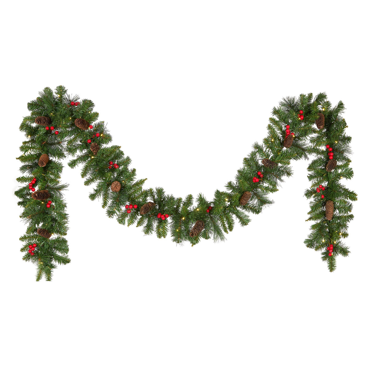 National Tree Company garland front view showing full 9ft fullness and realistic greenery