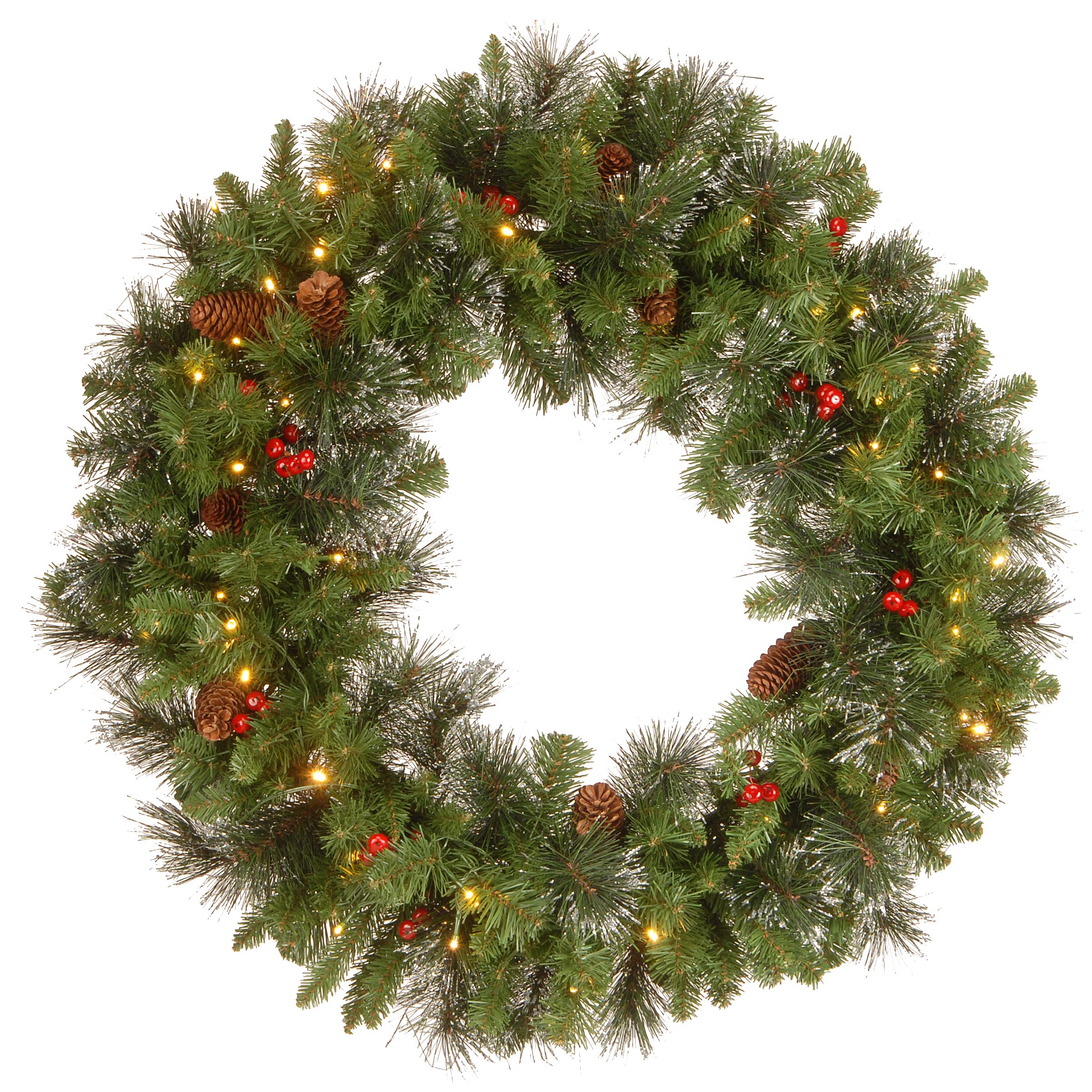 National Tree Company Crestwood Spruce wreath front view showing full lifelike greenery and festive appeal