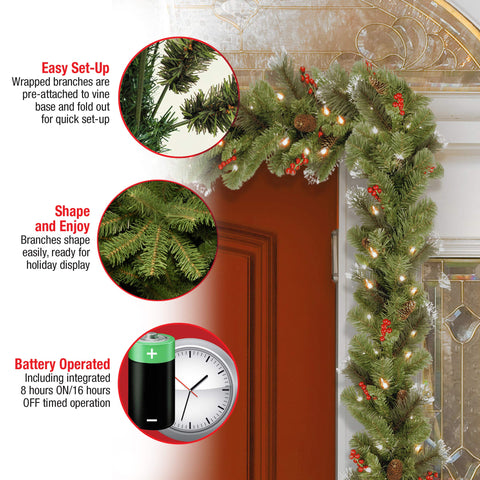 National Tree Company garland held by hands to show 9ft scale and installation ease