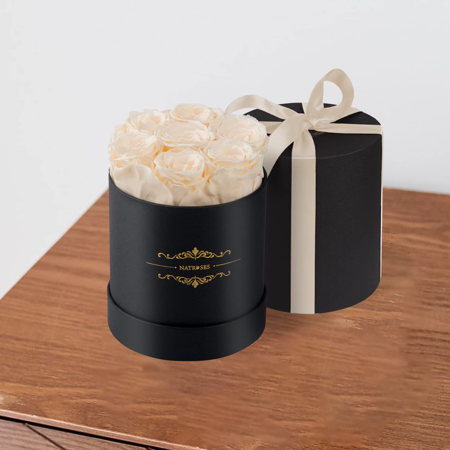 NATROSES box placed on dresser displaying decorative value and zero-maintenance benefit