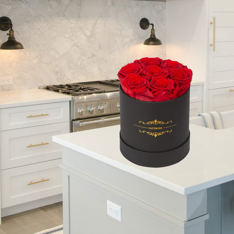NATROSES open box display on a table demonstrating elegant no-care decoration