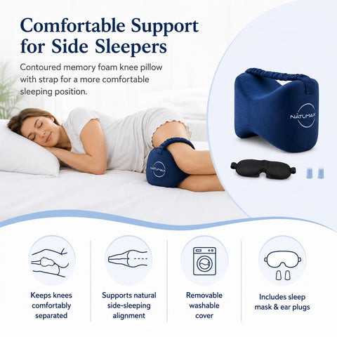 NATUMAX knee pillow next to ruler for size and scale reference