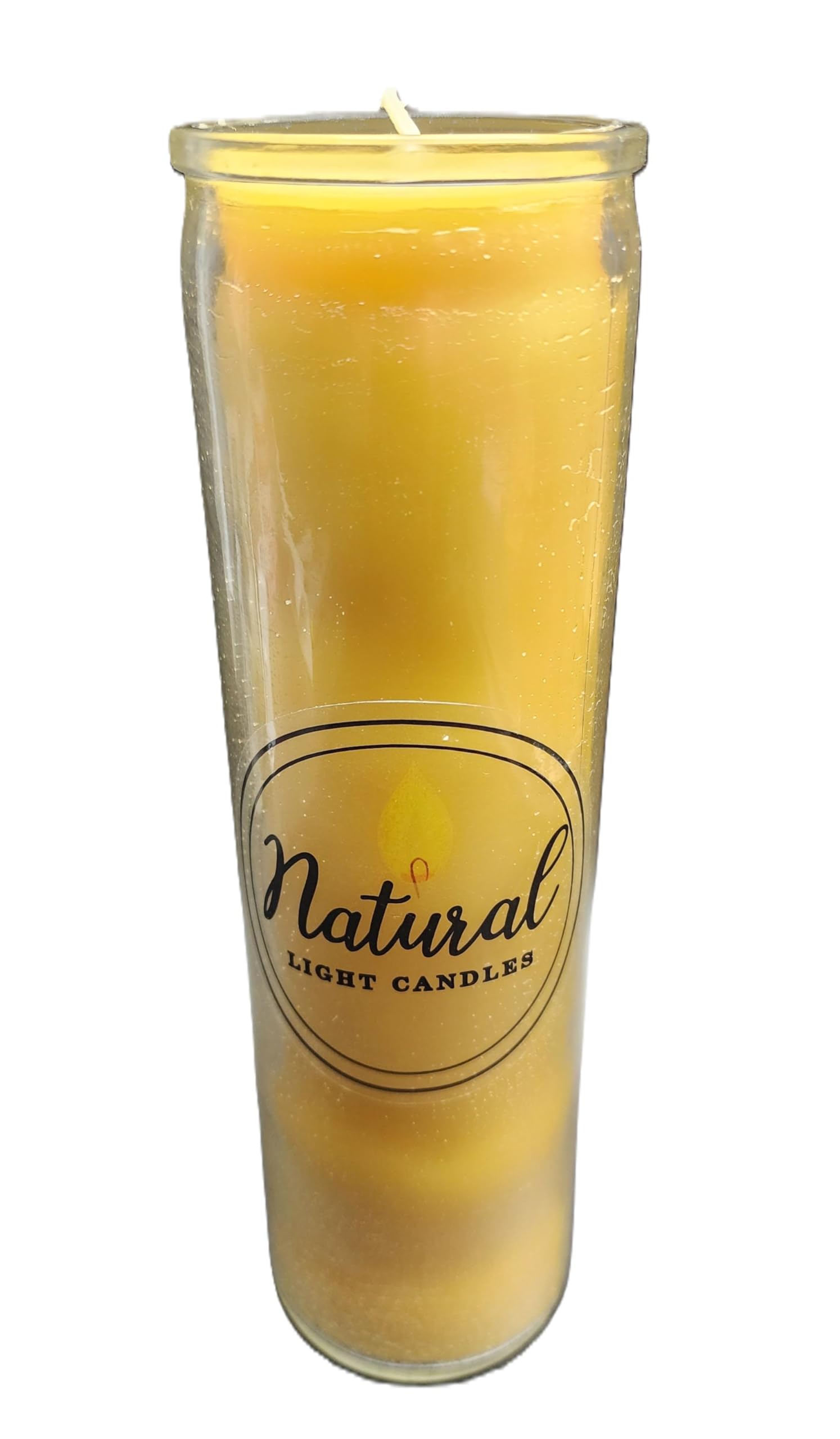 Natural Light front view of beeswax cross candle showing clean presentation and long burn