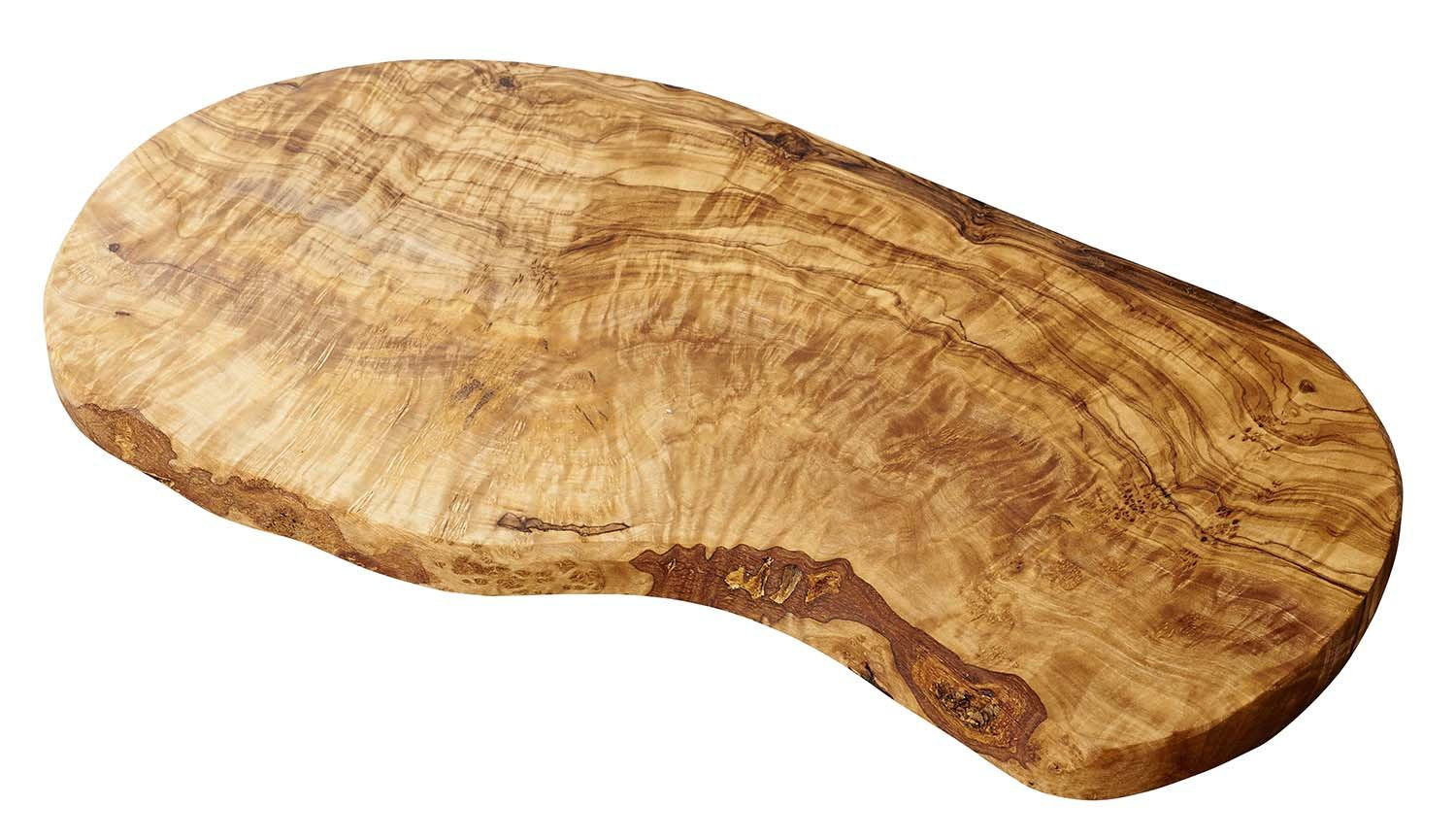 Naturally Med olive wood board front view showing grain and elegant serving benefit