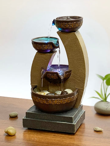 Nature's Mark close-up of water flowing between tiers showing smooth cascade and calming effect