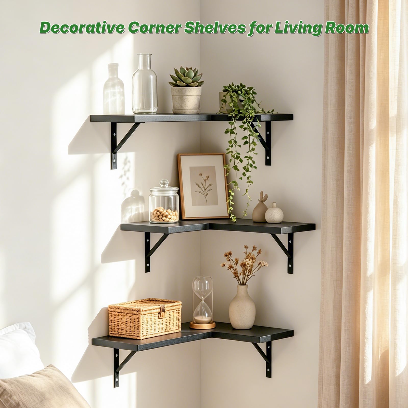 NATURE'S SOURCE kitchen corner shelf holding spices and jars showing convenient access