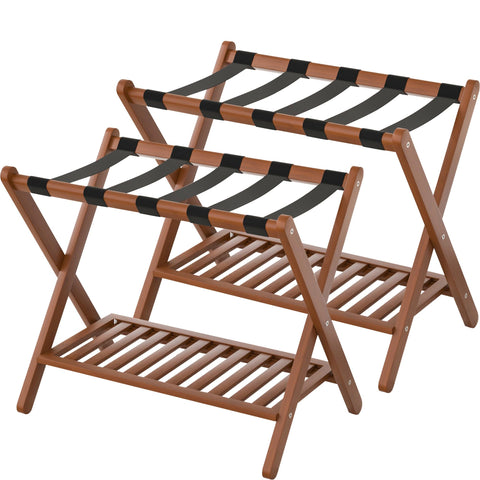 Natuvite front view luggage rack shows stable bamboo support and neat aesthetic