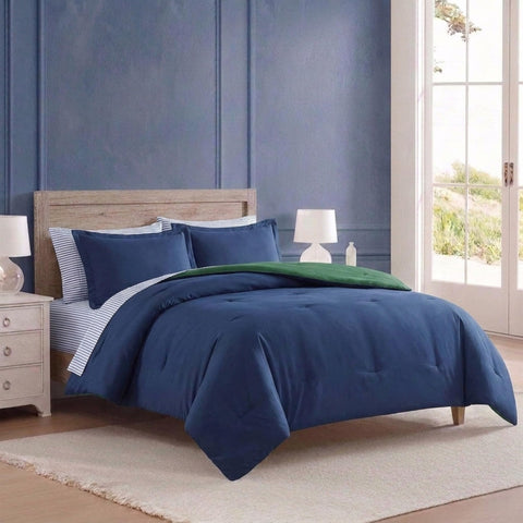 Nautica comforter reverse side showing green option for quick style change