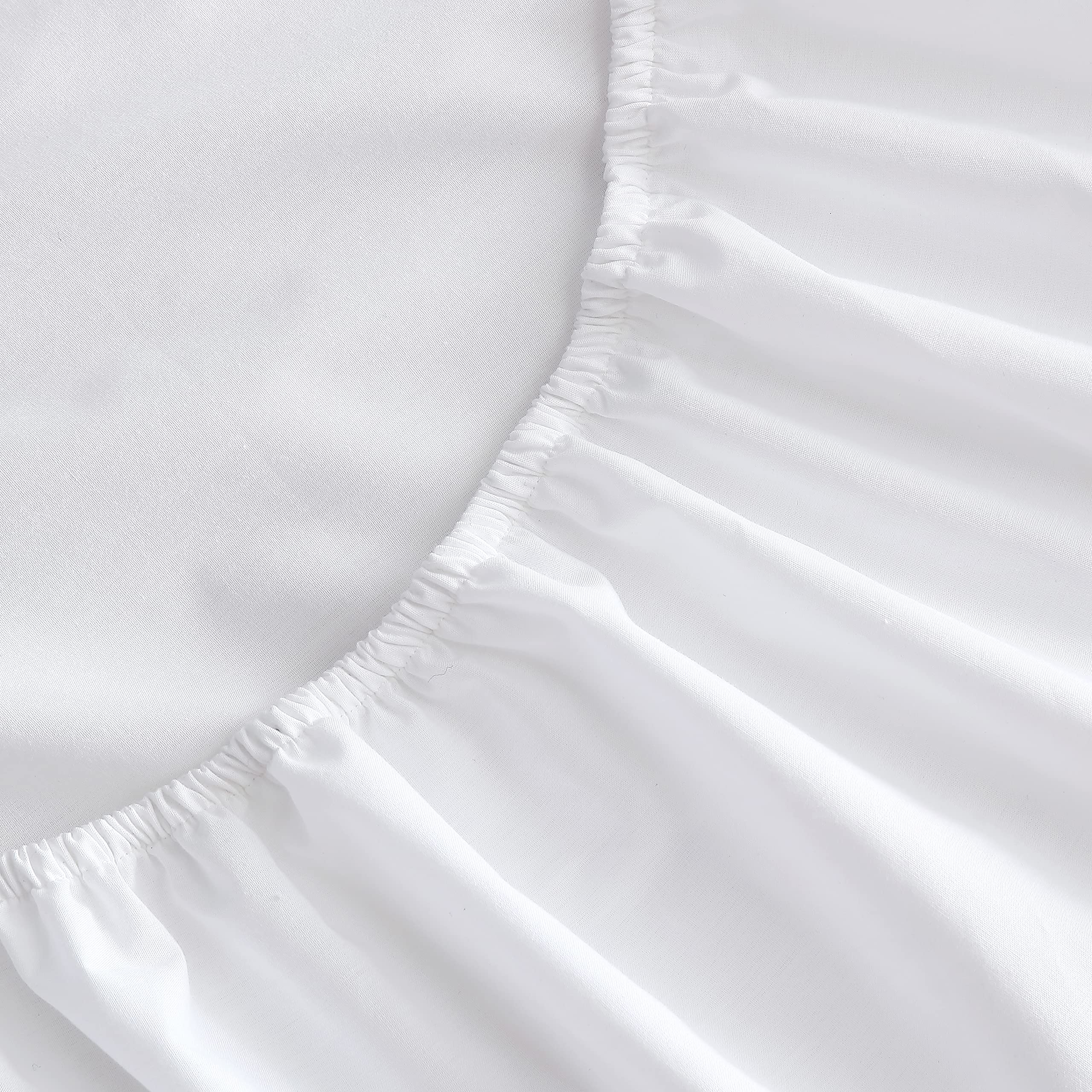 Nautica fitted sheet elastic detail demonstrating secure all-around fit and anti-slip benefit