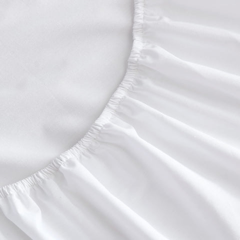 Nautica fitted sheet elastic detail demonstrating secure all-around fit and anti-slip benefit