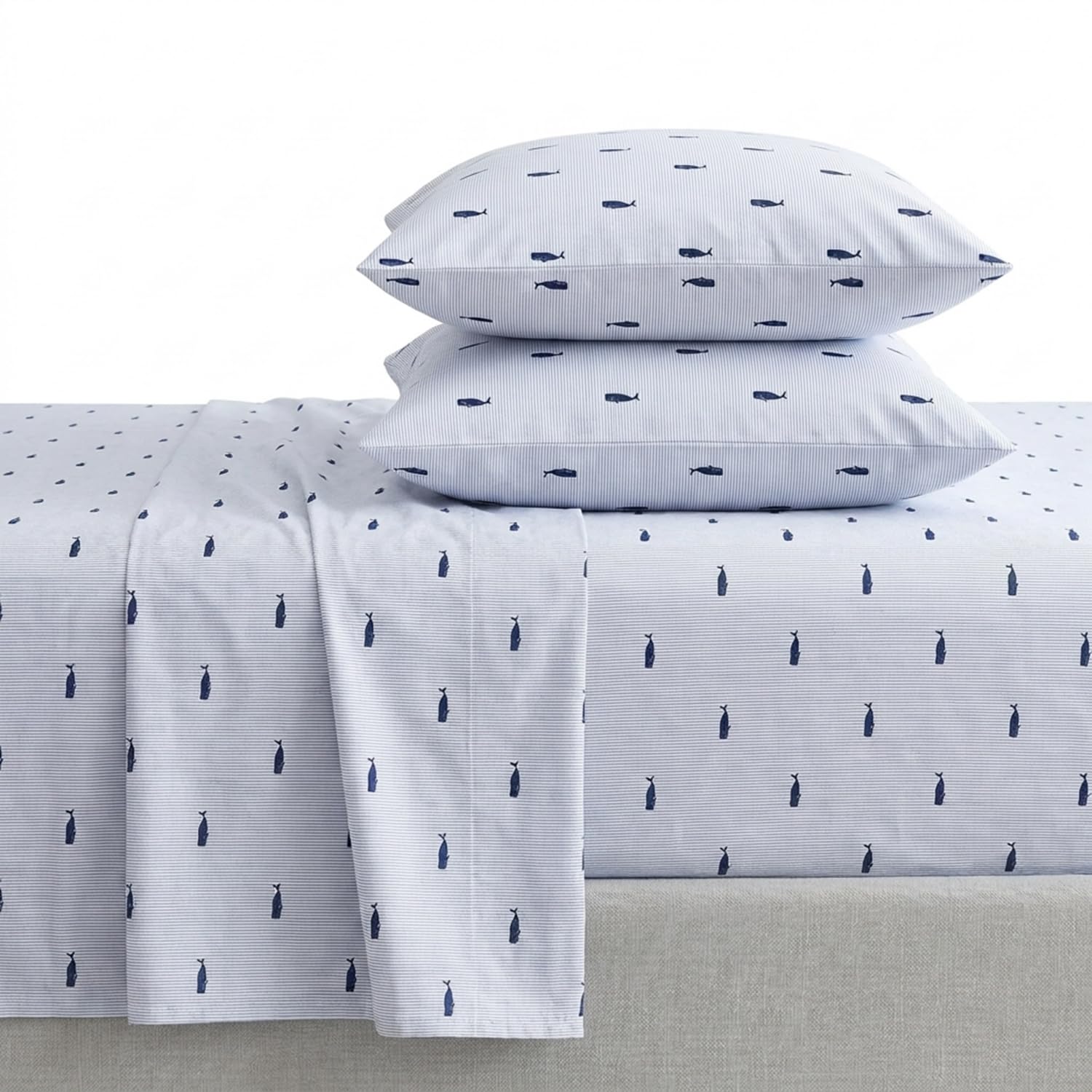Nautica full sheet set front packaging showing nautical design and easy-fit benefits