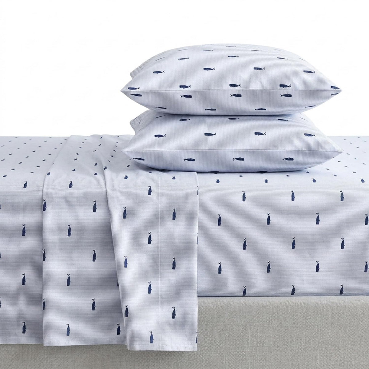 Nautica full sheet set front packaging showing nautical design and easy-fit benefits