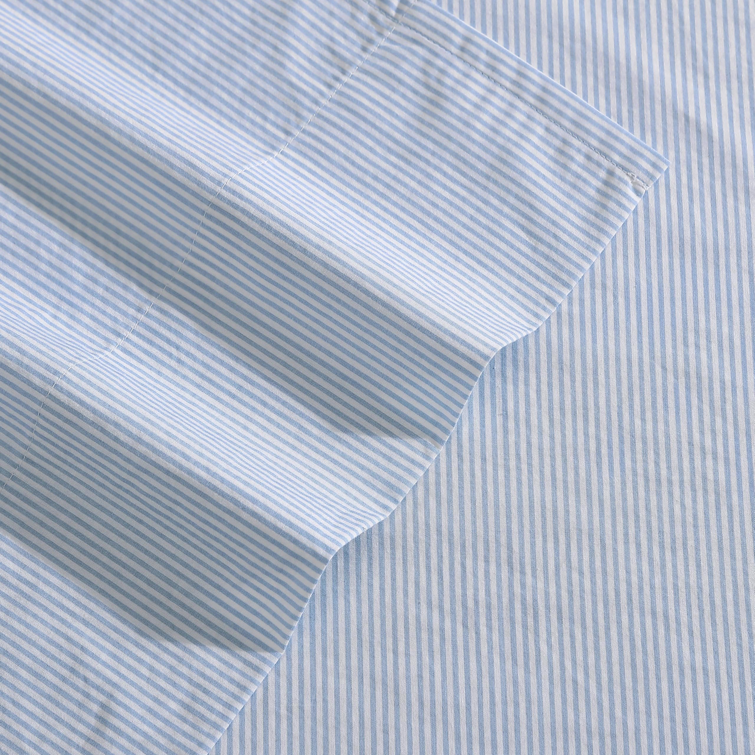 Nautica penny pinstripe close-up highlighting crisp cotton percale texture