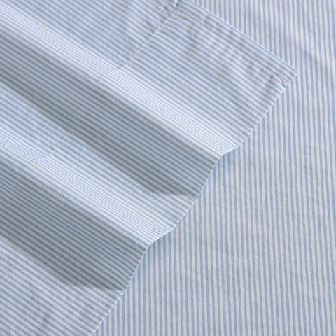Nautica penny pinstripe close-up highlighting crisp cotton percale texture