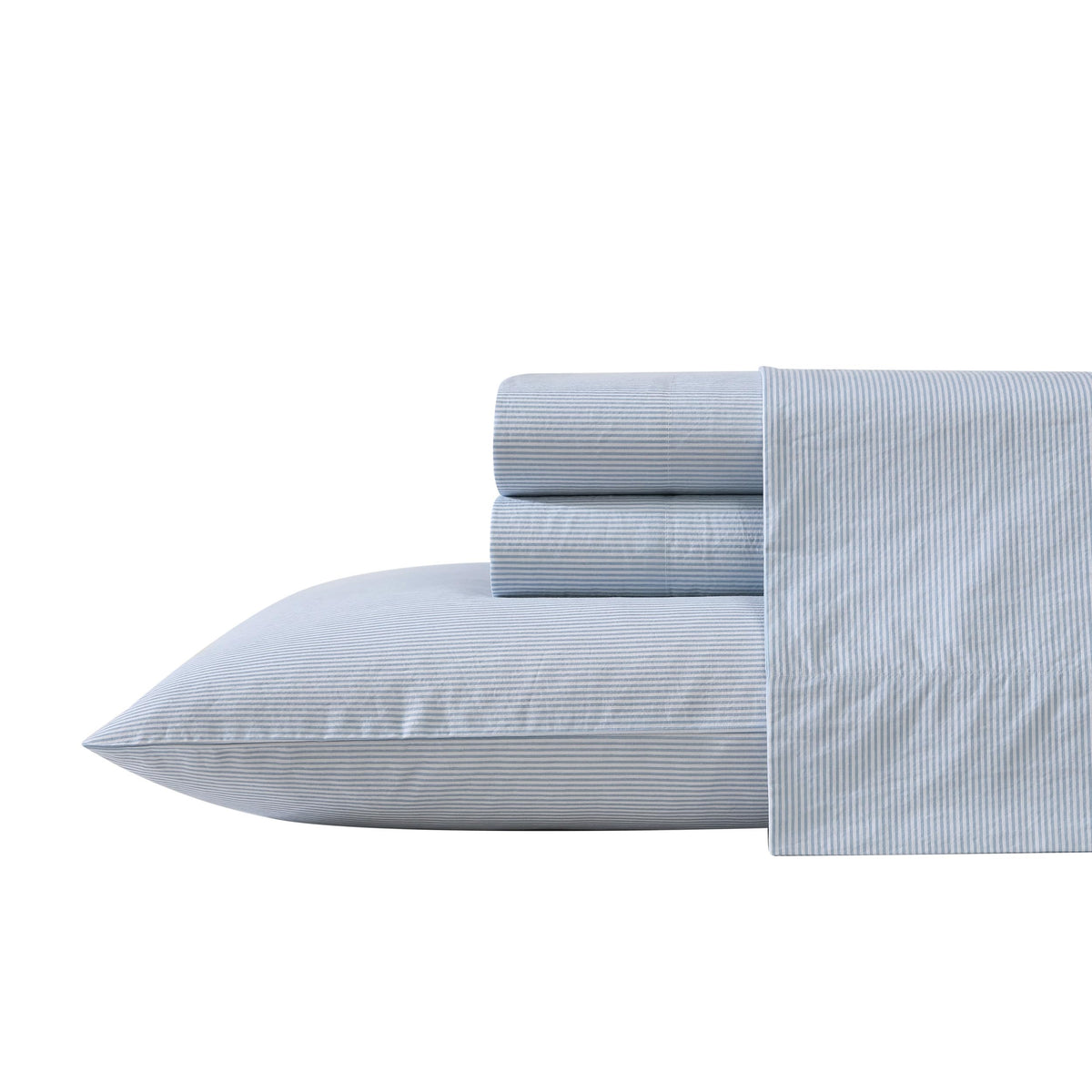 Nautica sheet set front packaging showing clean nautical pinstripe appeal