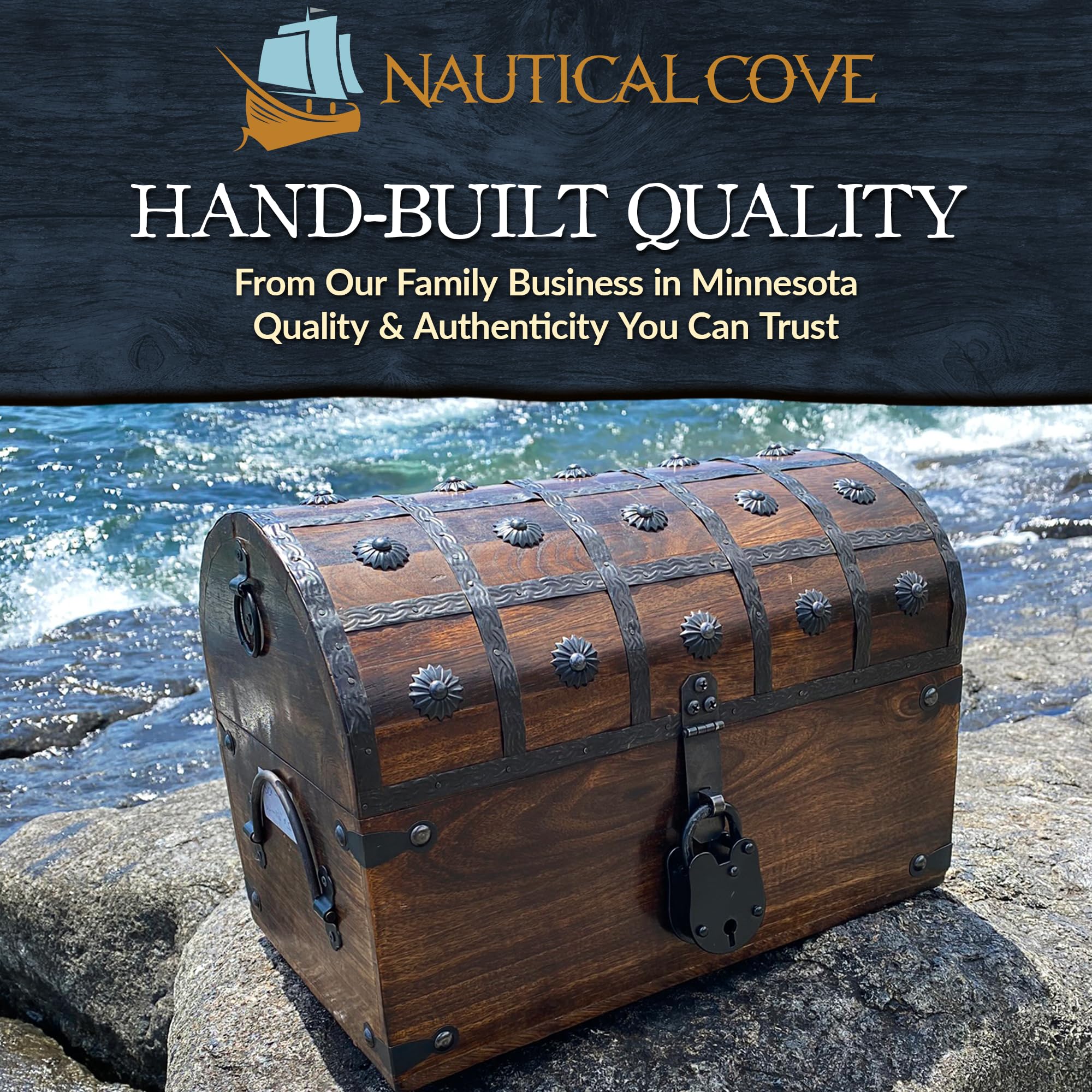 Nautical Cove label and key on surface emphasizing authenticity and charm