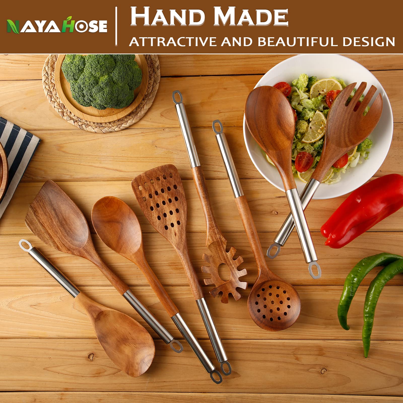 NAYAHOSE utensils stirring saucepan showing safe use with nonstick cookware benefit