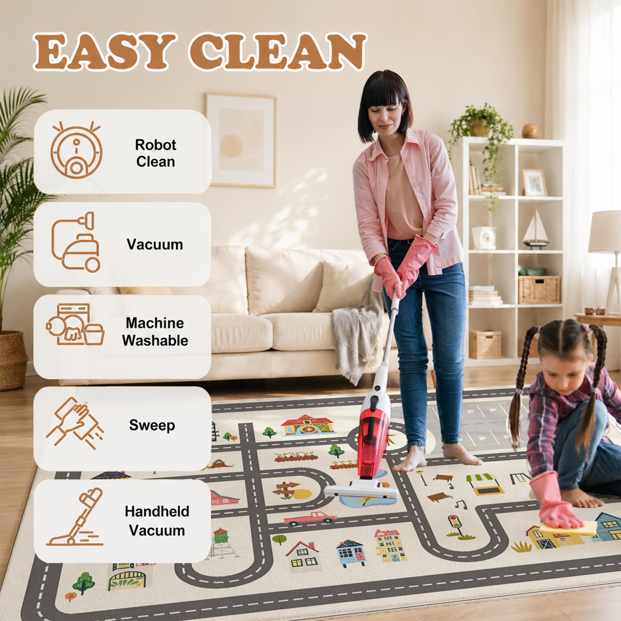 Nayoroom care label showing machine-washable instructions for easy cleaning