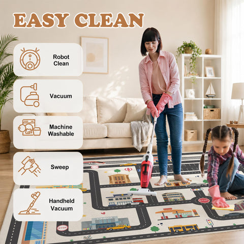 Nayoroom children playing with toy cars on rug encouraging imaginative play