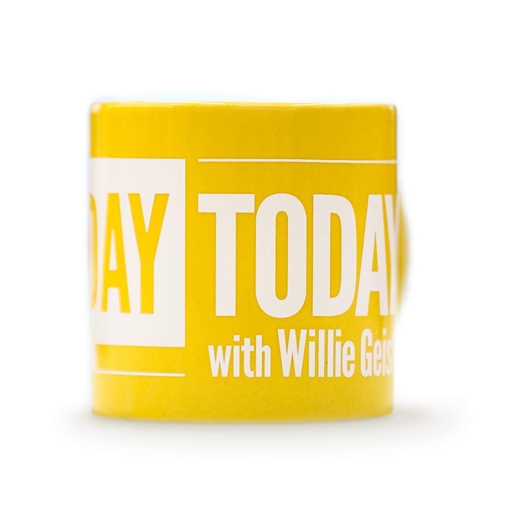 NBC Sunday TODAY mug in hand showing 20 oz scale and everyday convenience