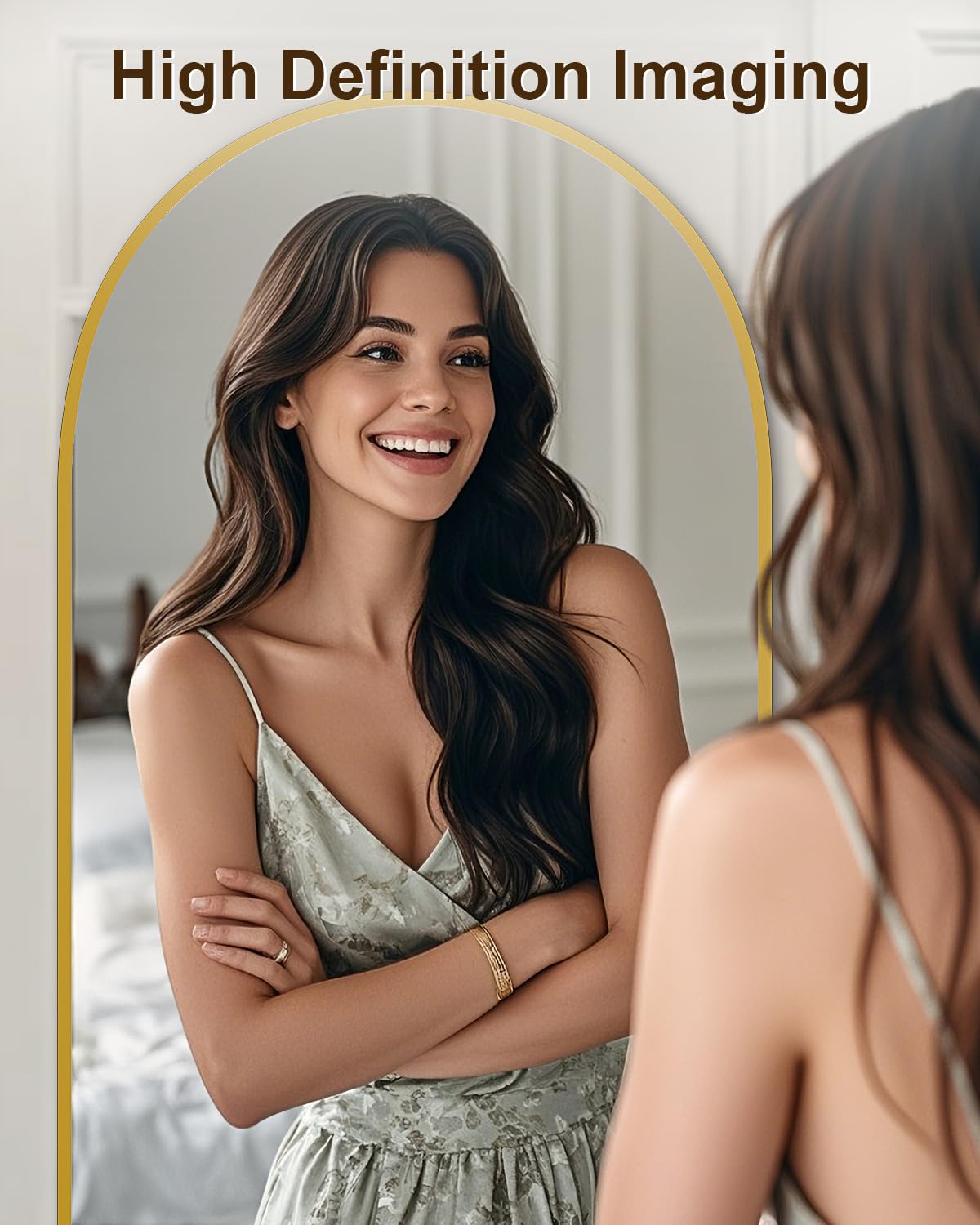 NBGV full-body mirror in bedroom showing clear reflection for outfit checking benefit