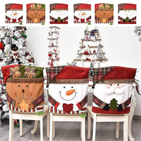 NBVKO front view of six Christmas chair covers showing festive protection