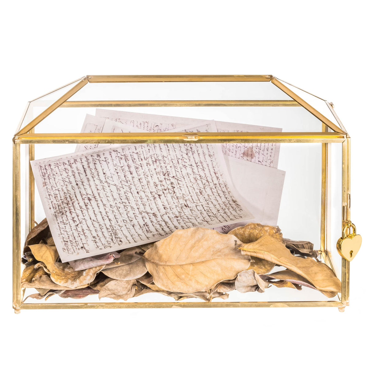 NCYP glass card box front view showing clear panels and gold frame for elegant display