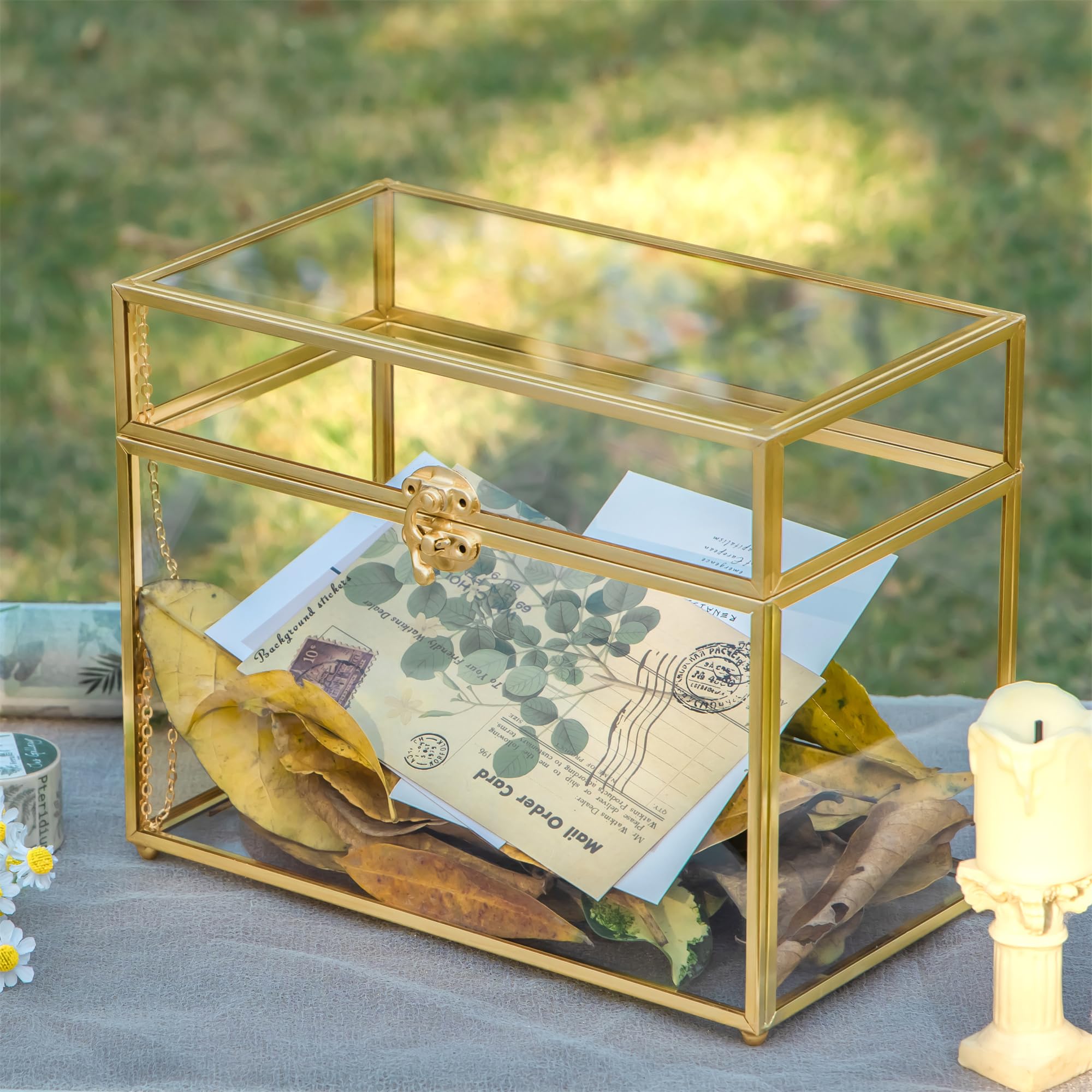 NCYP gold glass box angled detail highlighting sturdy construction