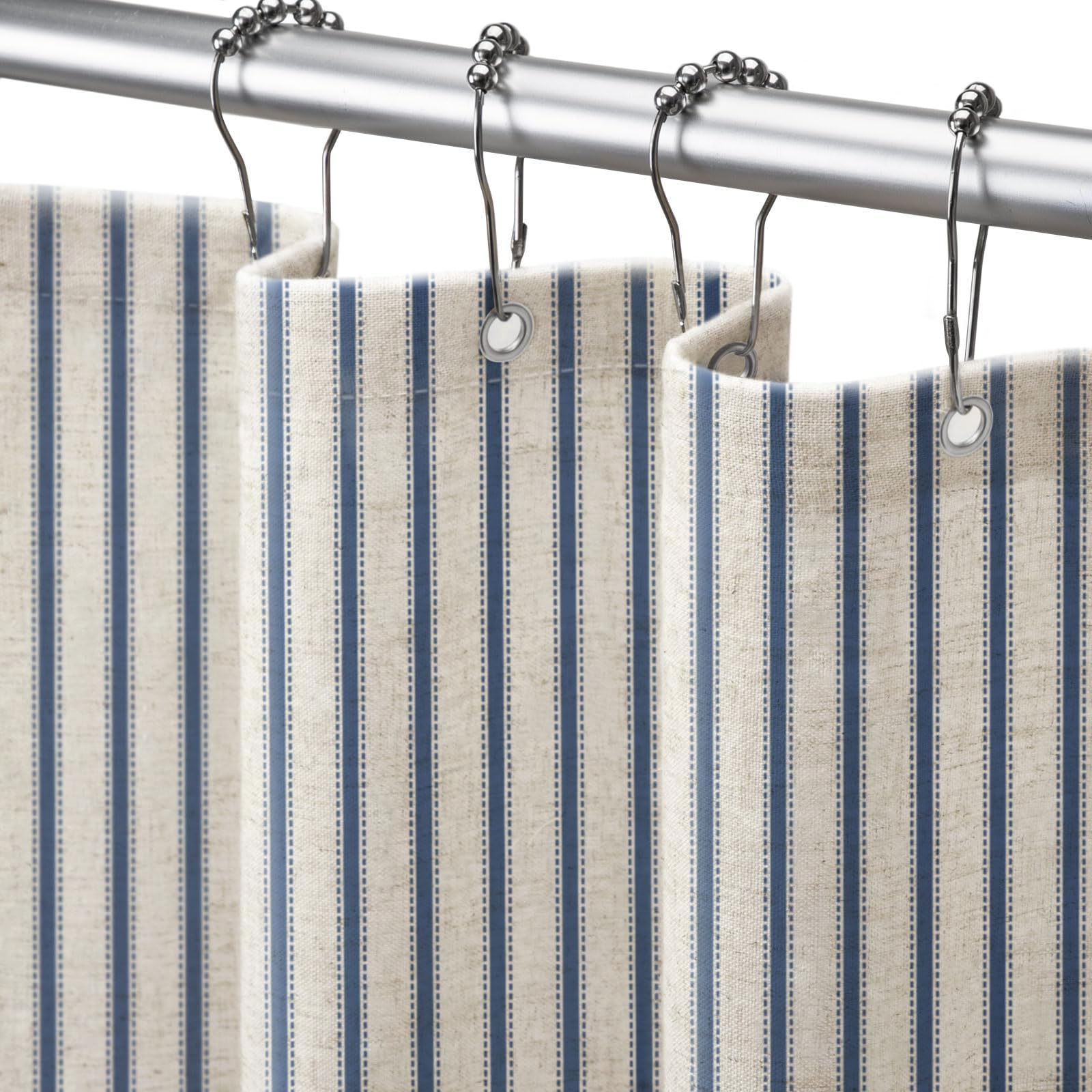 NDDYCU front view navy blue striped curtain adds farmhouse warmth