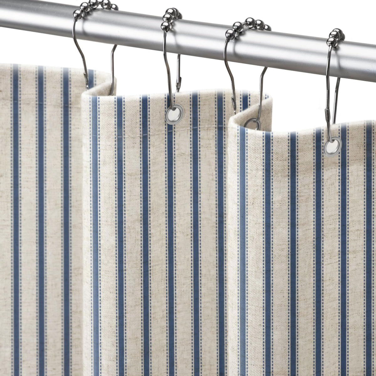 NDDYCU front view navy blue striped curtain adds farmhouse warmth