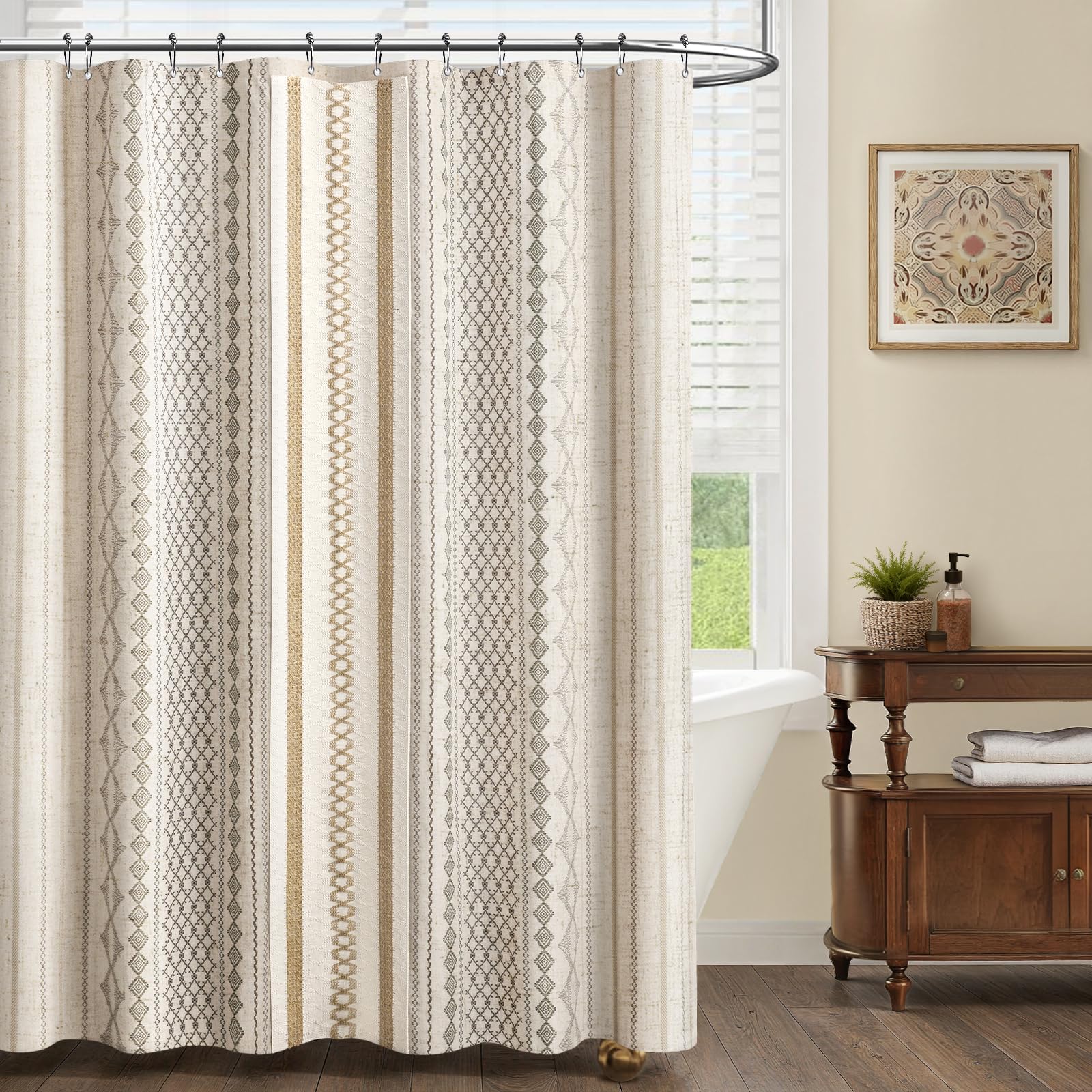 NDDYCU curtain beside measuring tape showing 72x72 size for accurate fit