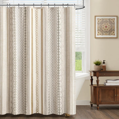 NDDYCU curtain beside measuring tape showing 72x72 size for accurate fit