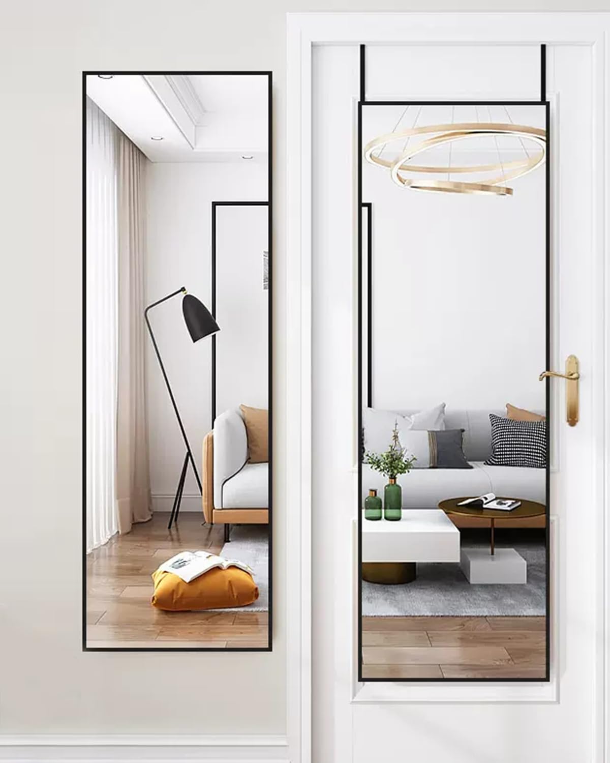NEARBYSD full-length mirror front view showing clean black frame and full-body benefit