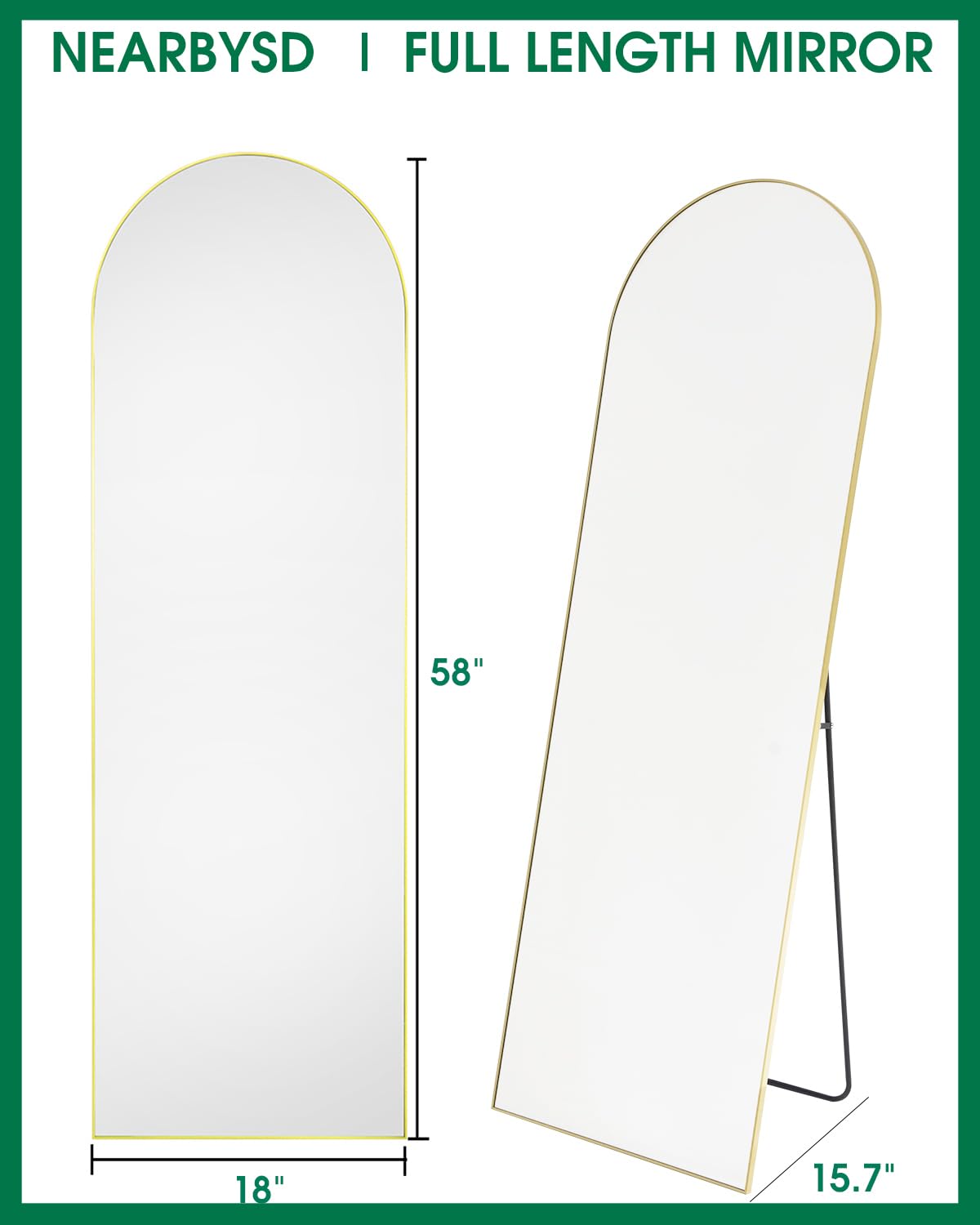 NEARBYSD mirror leaning in bedroom, creates larger, brighter living space