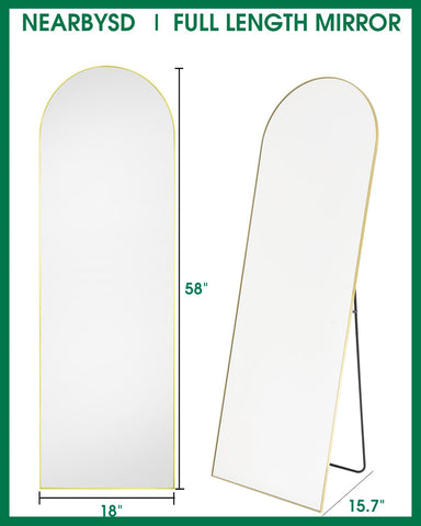 NEARBYSD mirror leaning in bedroom, creates larger, brighter living space