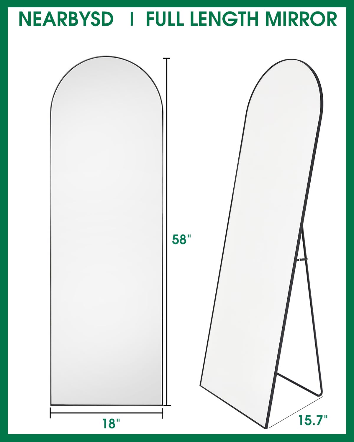 NEARBYSD side view with U-shaped stand showing stable freestanding benefit