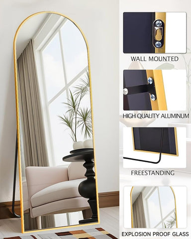 NEARBYSD mirror with included U-shaped stand, freestanding stability benefit