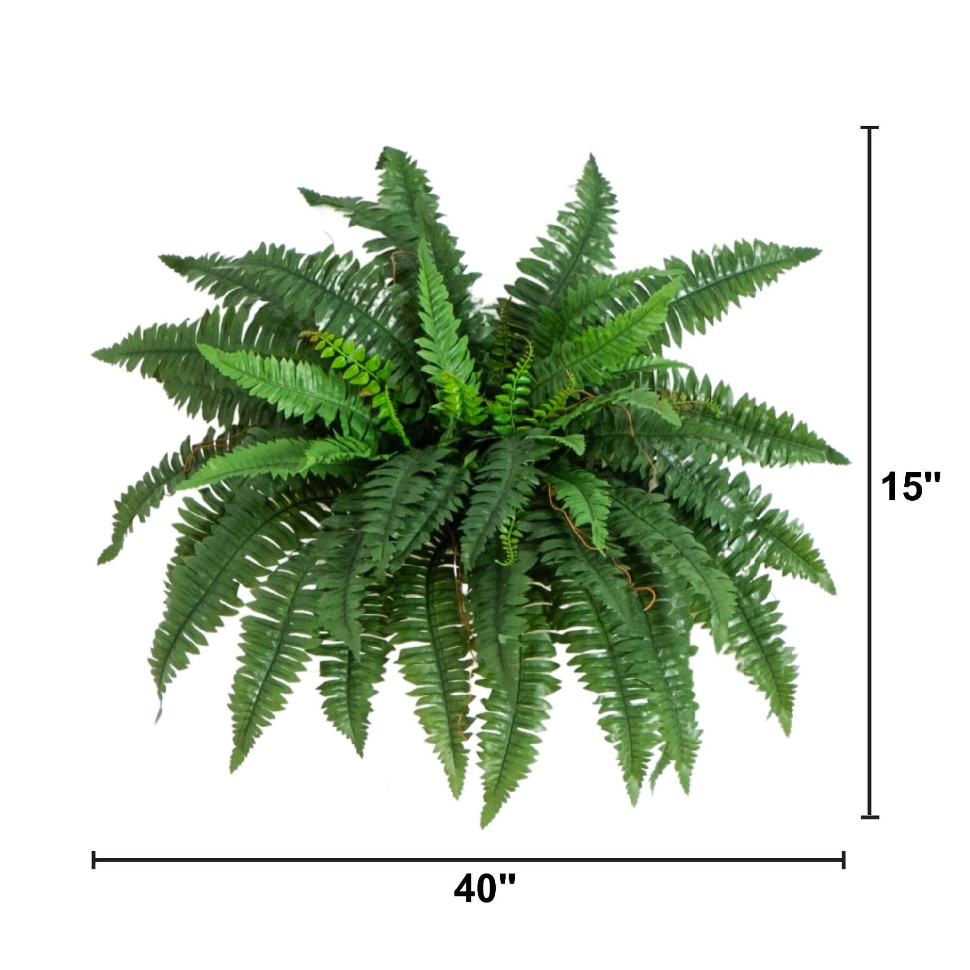 Nearly Natural fern in bathroom setting adding green contrast and low-maintenance style