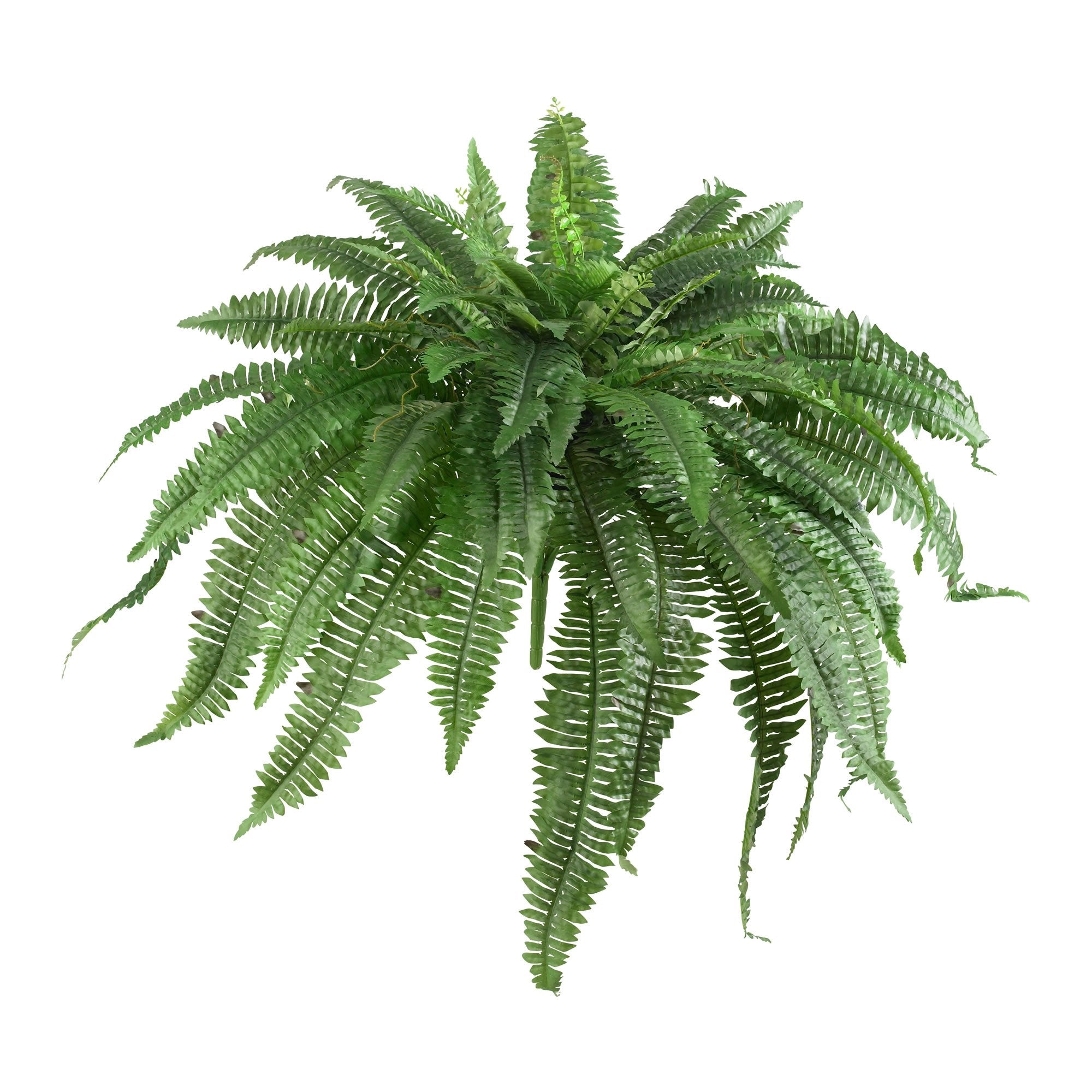 Nearly Natural front view of fern showing full cascading foliage and instant greenery