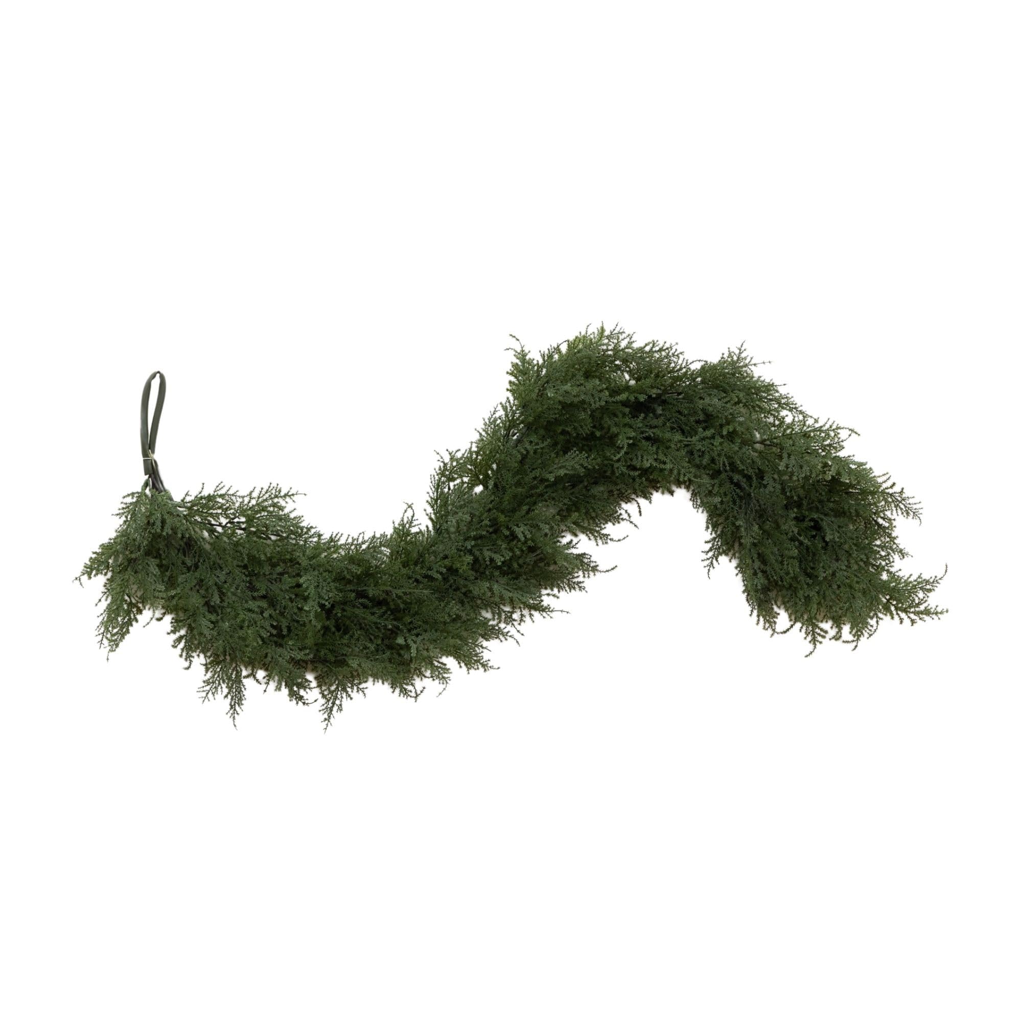 Nearly Natural garland front view showing full five-foot cedar greenery benefit realistic look